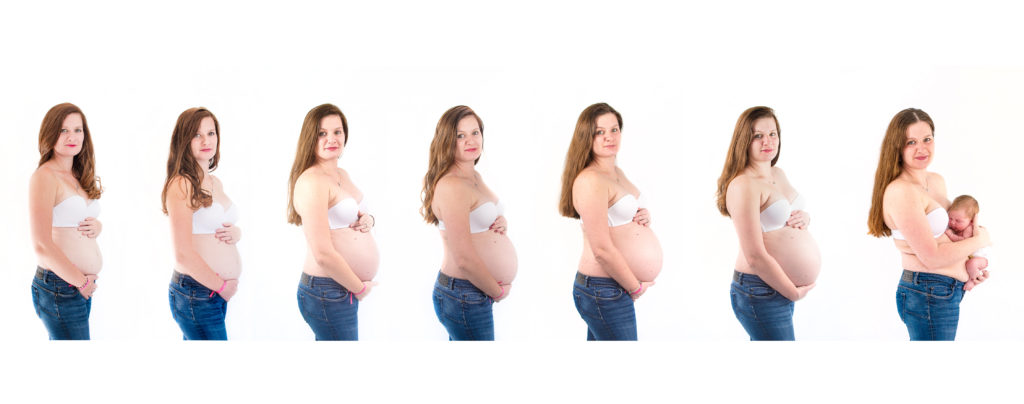 assemblage des différentes photos du suivi de grossesse