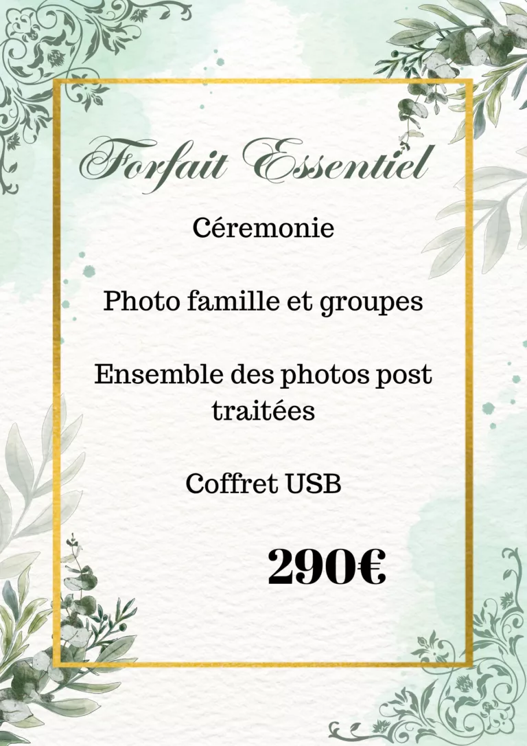 composant et prix forfait baptême essentiel